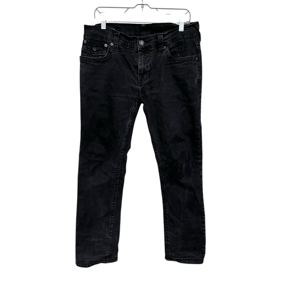 True Religion Ricky Straight Leg Flap Pocket Denim Jeans Size 32x31 Embroidered